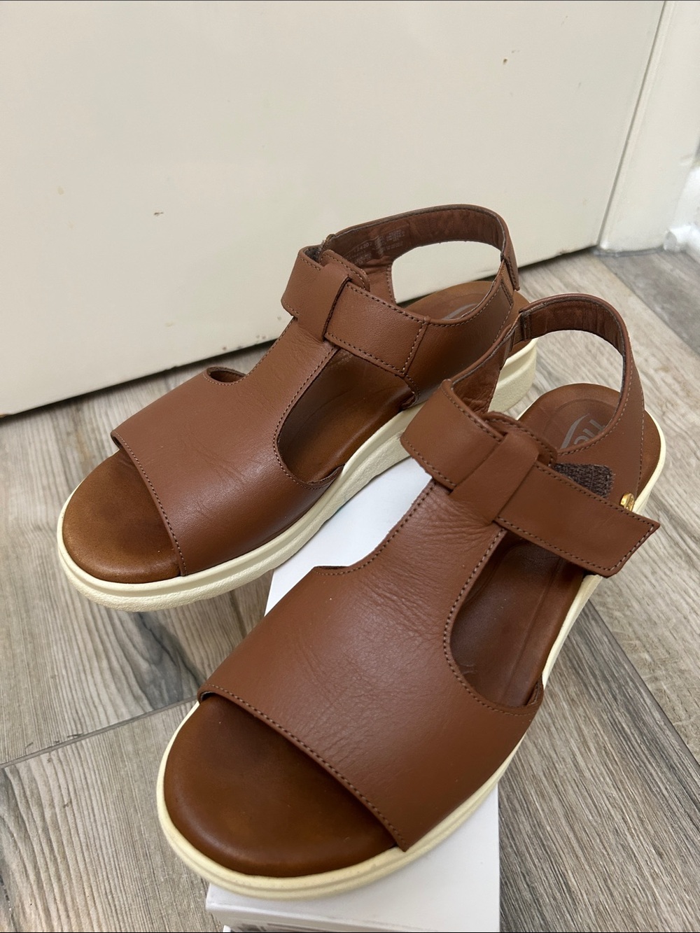 Flexi Brown Leather Slingback Sandals with Cream Sole